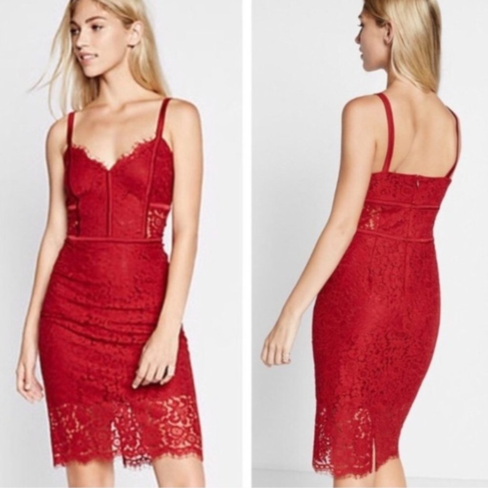 VALENTINES DAY! Express - Red Lace Slip Dress - Worn Once